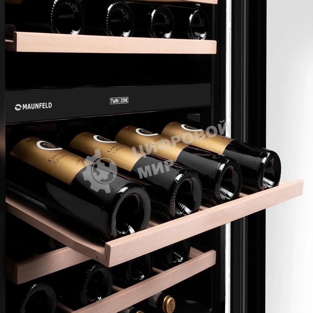 Винный шкаф встраиваемый Maunfeld MBWC-415D171, вместимость: 171 бутылок, черный