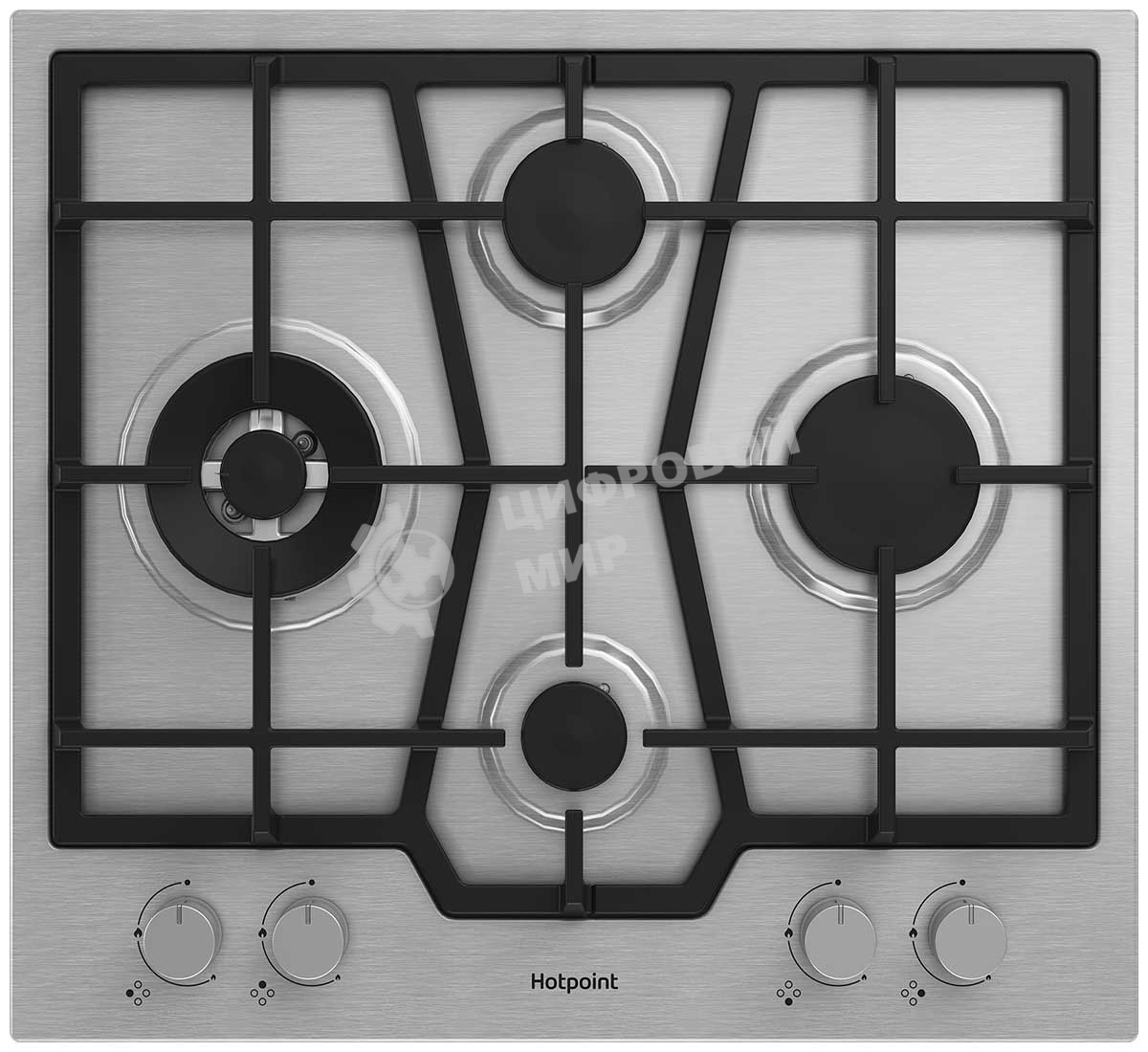 Газовая варочная поверхность Hotpoint HGMT 643 W IX, 4 конфорки, нержавеющая сталь, 9750 Вт