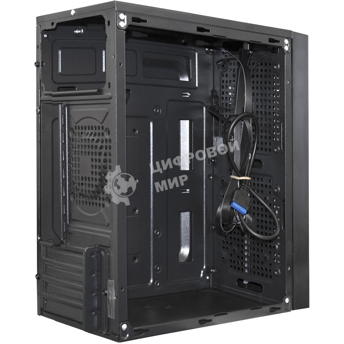 Компьютерный корпус Minitower ExeGate mEVO-9302-RGb-500W-12 (mATX, БП 500NPX с вент. 12см, 2хUSB+1хUSB 3.0, HD аудио, черный с RGb подсветкой)