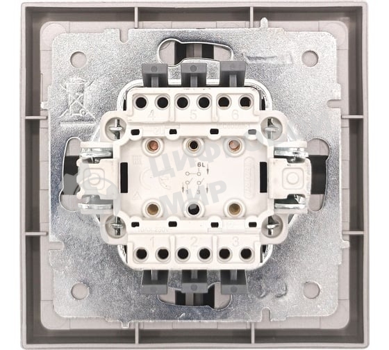 Выключатель 2-кл. СП ZIMA IP20 10А безвинт. зажим серый матовый LEZARD 704-7488-101QC