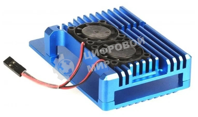 Корпус Qumo Aluminum case with double black fans, Raspberry Pi 4, blue(RS008)