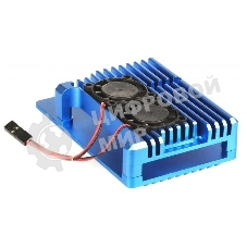 Корпус Qumo Aluminum case with double black fans, Raspberry Pi 4, blue(RS008)