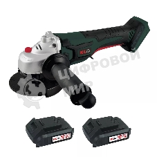 Угловая шлифовальная машина бесщеточная (болгарка) аккумуляторная KLPRO KLAT18B-20 (18В, Li-ion-2шт, 2.0Ач, 115мм, М14, 8500 об/мин З/У,сумка)