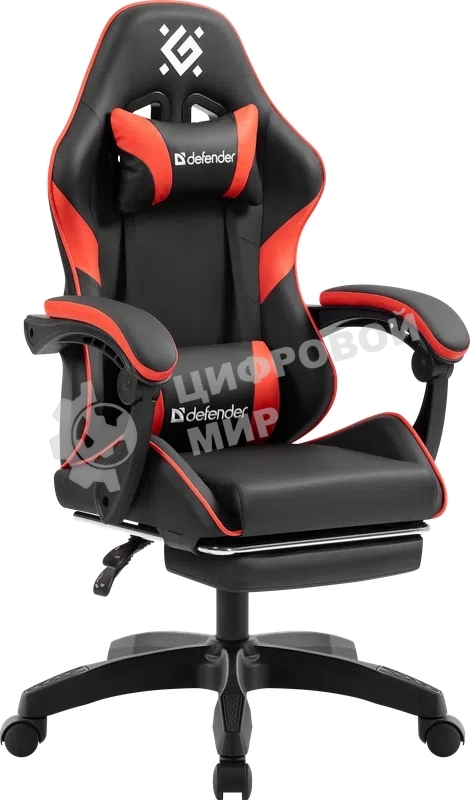 Кресло игровое Defender Serenity черный/красн,класс 2, PU,подножка