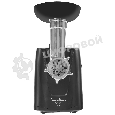 Мясорубка электрическая Moulinex ME112832 черный/серебристый, 1600 Вт, 1.9 кг/мин, реверс, защита от перегрузки, насадки - 5