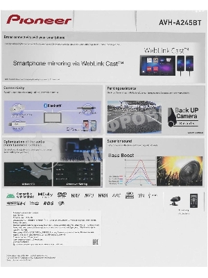 Автомагнитола Pioneer AVH-A245BT, 2 DIN, 6.2
