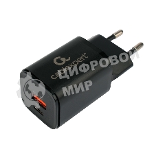Сетевое зарядное устройство Cablexpert MP3A-PC-43, 30Вт, 3А, быстрая зарядка QC3.0/PD, 2 порта: USB и Type-C, черный, пакет