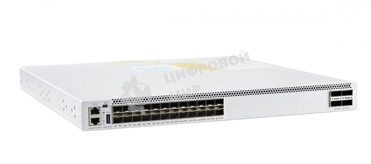 Коммутатор Cisco C9500-24Y4C-A, 24×25 Гбит/с SFP28 + 4×100 Гбит/с, управляемый
