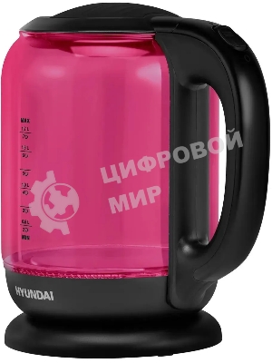 Чайник электрический Hyundai HYK-G4808 1.8 л, 2200 Вт, малиновый/черный (корпус: стекло)