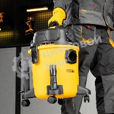 Строительный пылесос Denzel RVC20 желтый, 1400 Вт, уборка сухая/сбор воды/выдув, пылесборник мешок/контейнер, 20 л