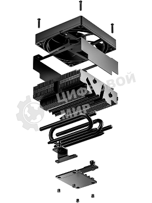 Кулер для процессора ID-COOLING IS-53-XT BLACK LGA1851/1700/1200/115X/AM5/AM4 низкопрофильный высота 53мм (24шт/кор, TDP 120W, PWM, 4 тепл.трубок/медная база, FAN 92мм, черный) BOX