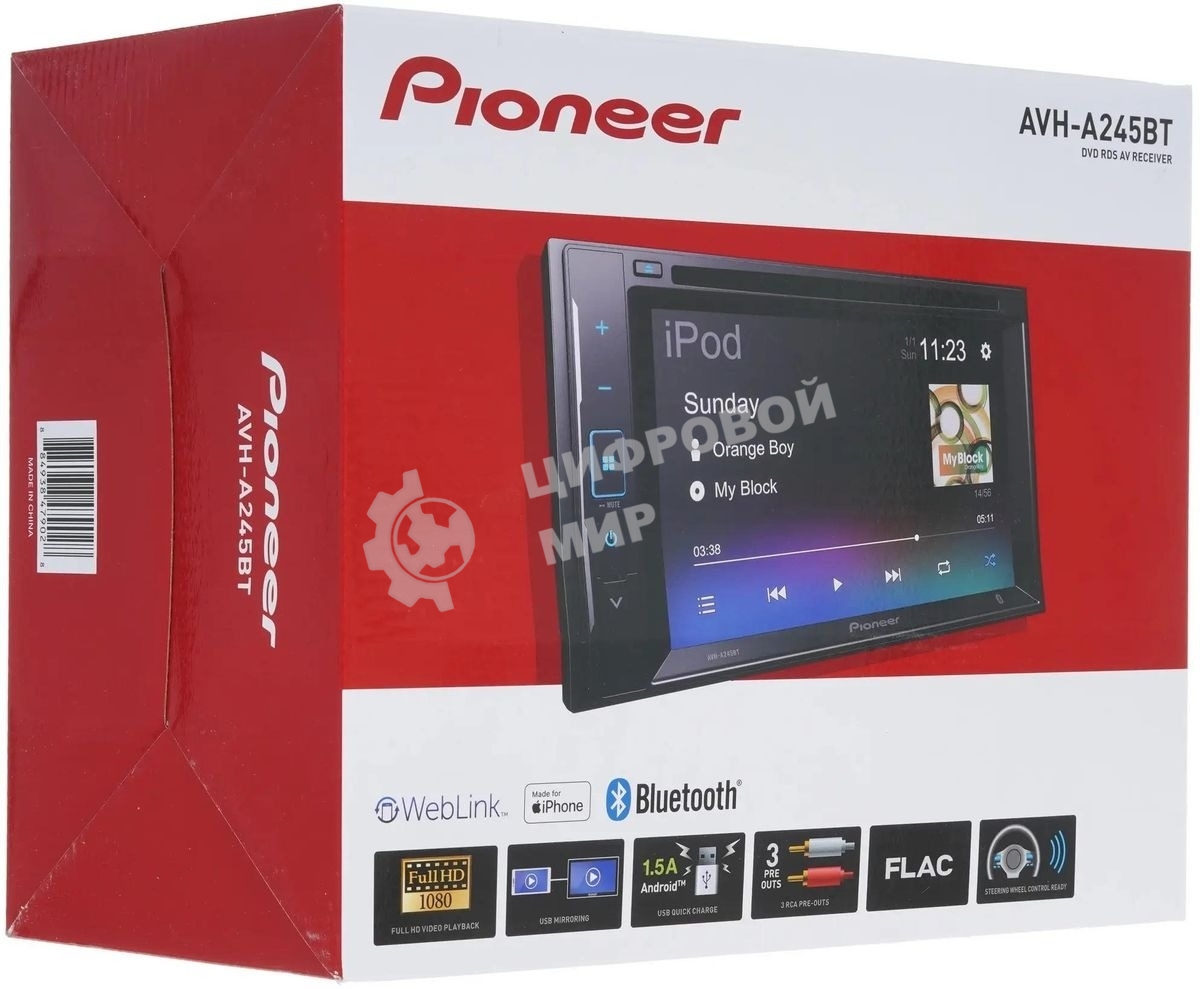 Автомагнитола CD DVD Pioneer AVH-A245BT 2DIN 4x50Вт