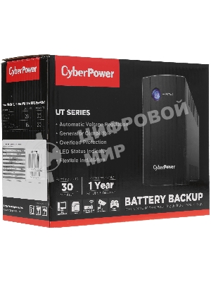 Источник бесперебойного питания CyberPower UTI675E/675 ВА/360 Вт/2 х CEE 7 (евророзетка)