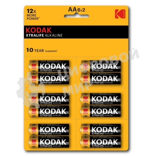 Батарейки Kodak LR6-12BL perforated (6x2BL) XTRALIFE Alkaline KAA-2x6 perf (144/576/18432) (цена за 1 шт)