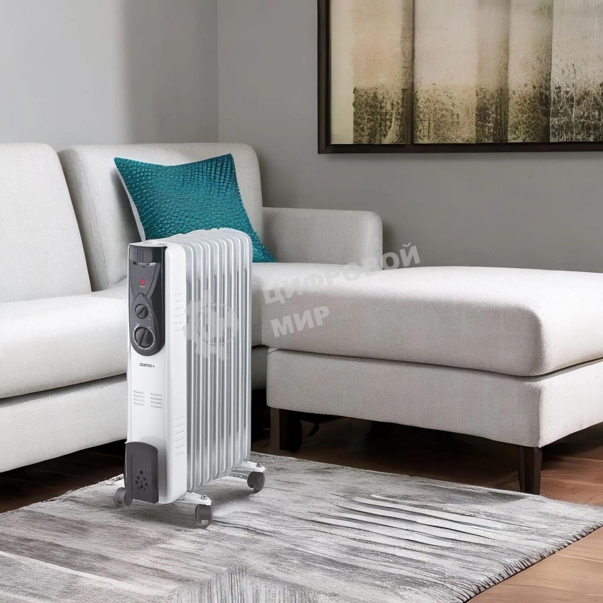 Масляный обогреватель Centek CT-6201 (9 секций) белый, 2000 Вт, 20 м2, термостат