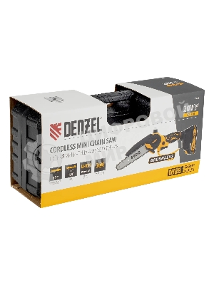 Цепная мини-пила аккумуляторная бесщет. Denzel CCS-150, шина 150 мм, Li-Ion, 20 В