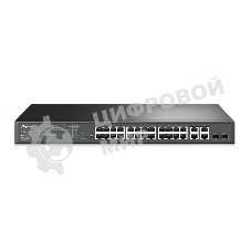 Коммутатор TP-Link JetStream TL-SL2428P, 24×100 Мбит/с PoE+ + 4×1 Гбит/с Uplink, управляемый