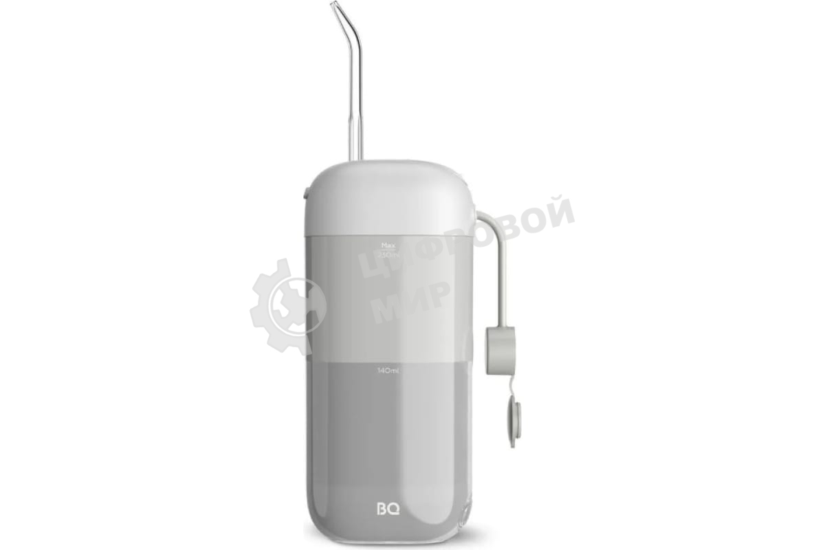 Ирригатор BQ IR002 Gray, Мощность: 10 Вт, Портативный, Объем резервуара 230 мл, 2 насадки и дорожный чехол в комплекте, 11 режимов работы: Normal (нормальный), Soft (мягкий), Pulse (импульсный) + 8 DIY, Уровень влагозащиты: IPX7, Давление воды: 140-800 кП