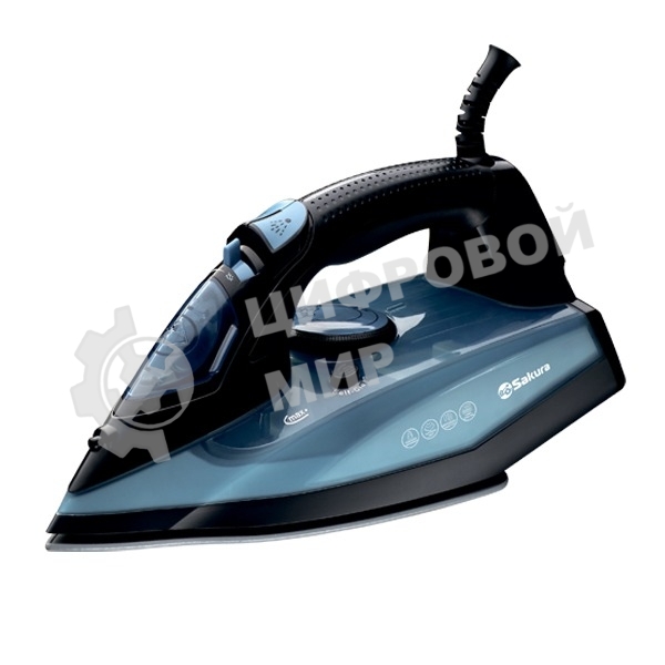 Утюг Sakura SA-3075CBK 380мл, 2400 Вт,керам, черный/синий