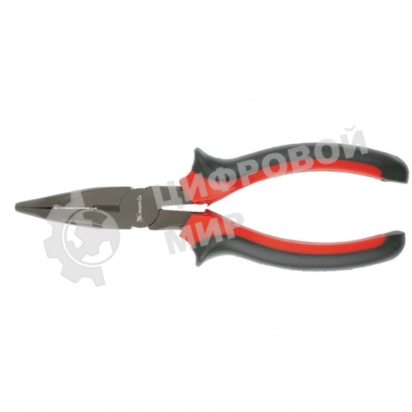 Длинногубцы Matrix black nickel 200 мм, изогнутые, двухкомпонентные рукоятки