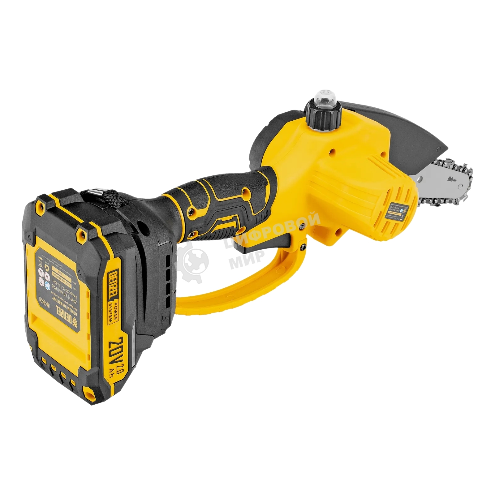 Цепная мини-пила аккумуляторная бесщет. Denzel CCS-150, шина 150 мм, Li-Ion, 20 В