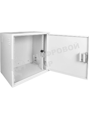 Шкаф настенный антивандальный распашной NTSS WAR 14U 600*500 мм, 2 профиля 19, сварной, серый RAL 7035 NTSS-WAR14U6050
