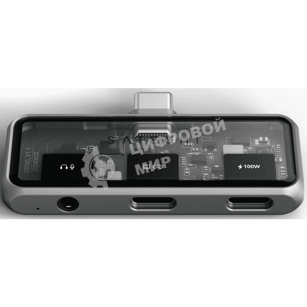 USB-концентратор Satechi Mobile XR Hub with Audio (2х USB Type-C, Mini jack), до 100 Вт, Серый Док-станция ST-HXRAJM