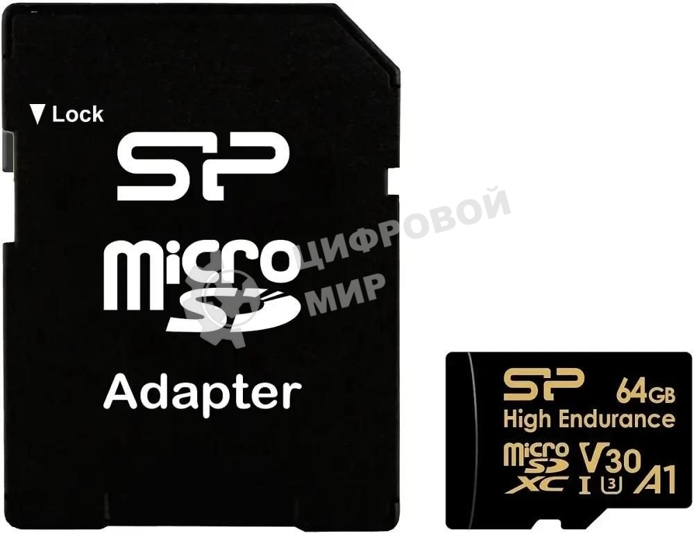 Флеш карта microSD 64Gb Silicon Power microSDHC Class 10 UHS-I A1 V30 U3 (SD адаптер) 100MB/s
