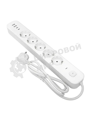 Удлинитель 5х5 м IP20 2USB 2.4А+2type-C LUX 1.5 кв.мм EKF UBA-LUX-505-TC