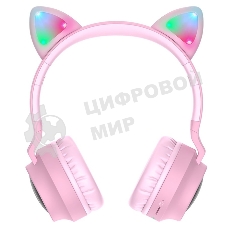 Гарнитура полноразмерная с кошачьими ушами беспроводная HOCO W27, розовый
