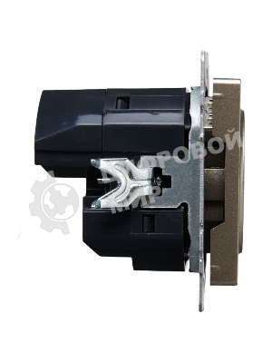 Розетка 1-местная IEK BRITE РЮш10-2-БрШ (BR-R14-16-U21-D31-K37) с заземлением, с защитными шторками, 16А, с USB A+A 5В 3,1А, шампань