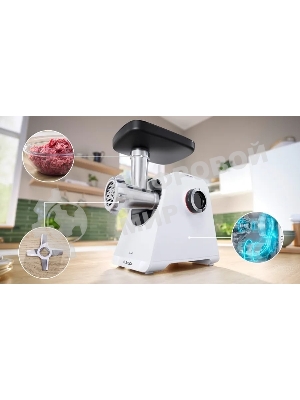 Мясорубка электрическая Bosch MFWS607W белый, 2100 Вт, 3.5 кг/мин, реверс, насадки - 4