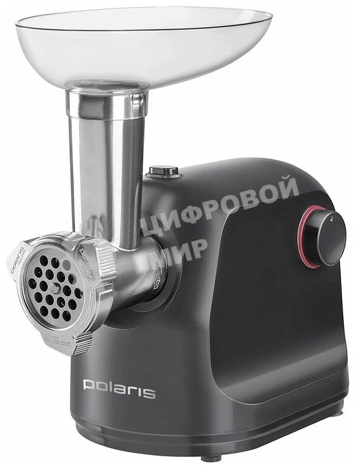 Мясорубка электрическая Polaris PMG1872 RUS серый, 1800 Вт, 2.0 кг/мин, реверс, защита от перегрузки, насадки - 4