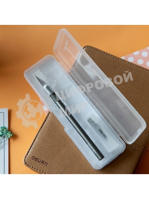 Резак-скальпель Deli 2102 10 сменных лезвия сталь пластиковая коробка