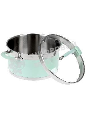 Кастрюля LARA LR02-544 MINT 24x13 см, 5,7 л, носик, индукционное дно, крышка с бортом, нержавеющая сталь