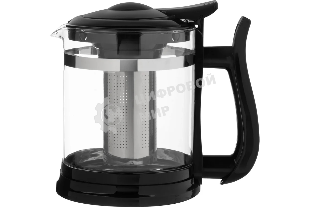 Чайник заварочный MALLONY Fabriano, объем 1,6 л, стеклянный, ручка/крышка/дно из полипропилена, черный (910130)