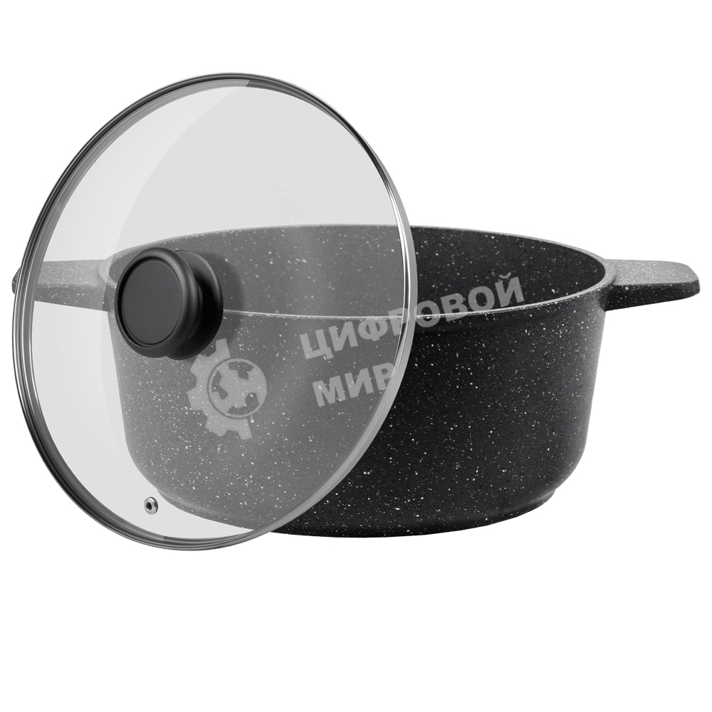 Кастрюля Maunfeld GALAXITE MF24GLX01CR 24 см, 4 л из литого алюминия со стеклянной крышкой