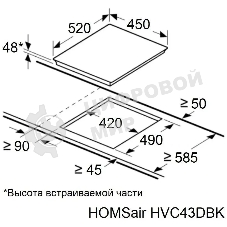 Электрическая варочная панель HOMSair HVC43DBK Hi-Light, независимая, черный
