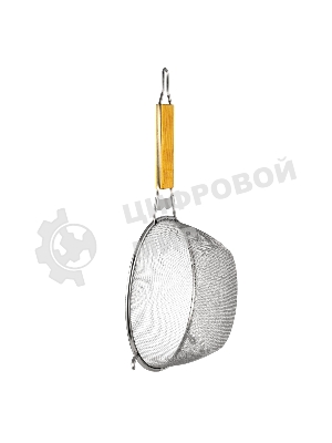 Дуршлаг с деревянной ручкой LARA LR03-50 эбеновое дерево, полированная нержавеющая сталь