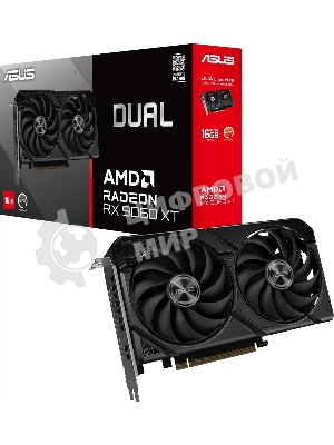 Видеокарта Asus PCI-E 5.0 DUAL-RX9060XT-16G AMD Radeon RX 9060XT 16Gb 128bit GDDR6 2550/20000 HDMIx1 DPx2 HDCP Ret