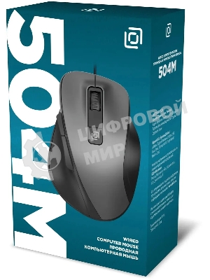 Мышь проводная Oklick 504M черный/серый, 3600 dpi, USB, кнопки - 6
