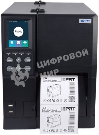 Принтер этикеток термотрансферный iDPRT iX4P Industrial 600 dpi, 102 мм/cек, USB, RS232, USB Host, Ethernet RJ-45, черный