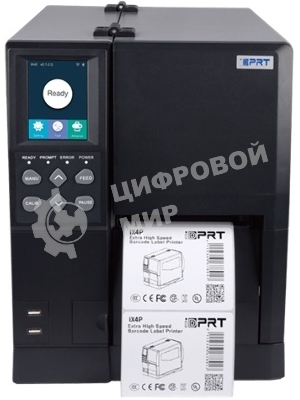 Принтер этикеток термотрансферный iDPRT iX4P Industrial 600 dpi, 102 мм/cек, USB, RS232, USB Host, Ethernet RJ-45, черный