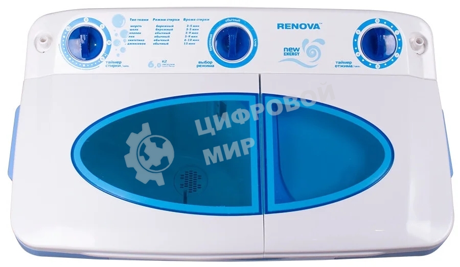 Стиральная машина Renova WS-60PT/РЕТ белый/голубой, загрузка вертикальная 4.5 кг, 1350 об/мин, класс: А+