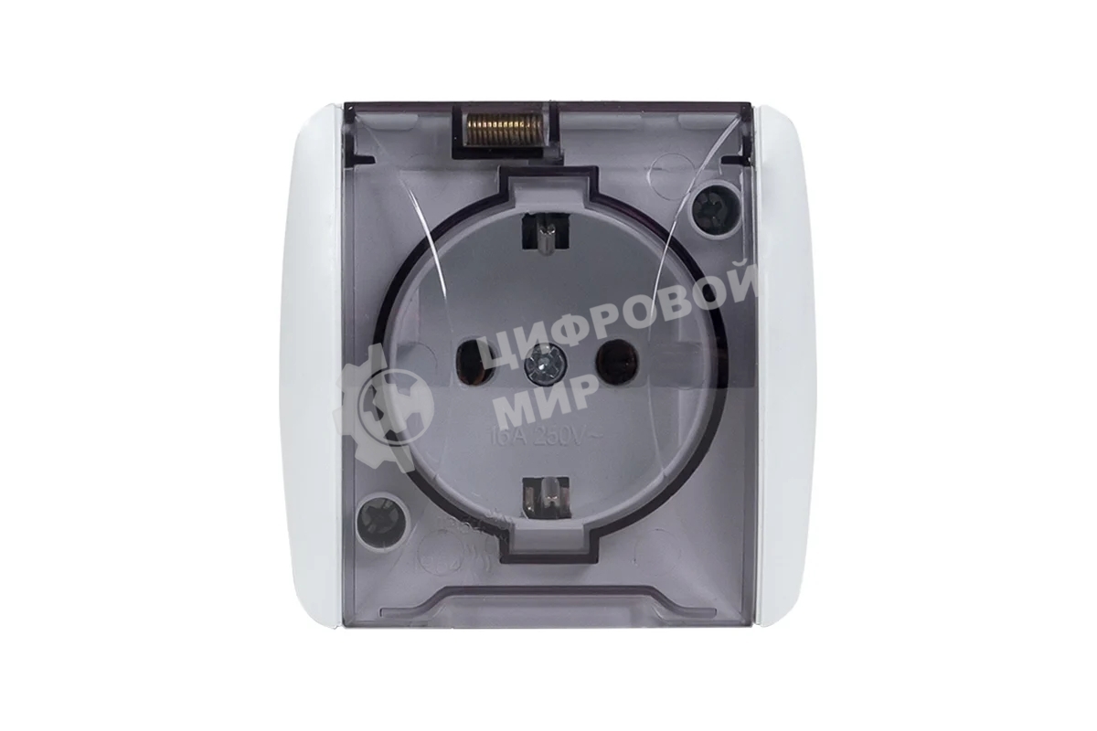 Розетка EKF EQR16-029-30-54-T PROxima Владивосток 1-местная 16А с заземлением с прозрачной крышкой IP54