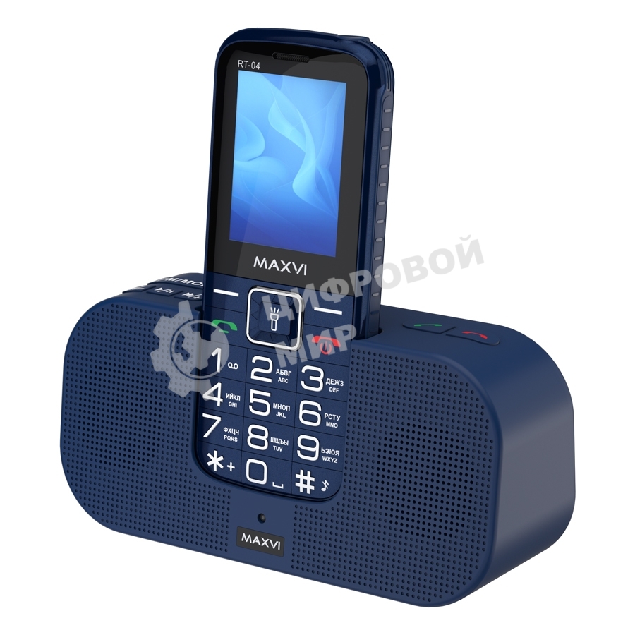 Мобильный телефон Maxvi RT-04 + док-станция, синий
