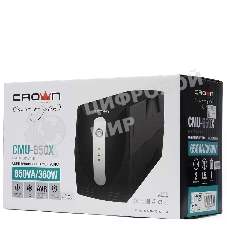 Источник бесперебойного питания Crown CMU-650X (650ВА/360 Вт; 2хEURO резервным питанием и фильтрацией; 12V/7AH х 1; пластик)