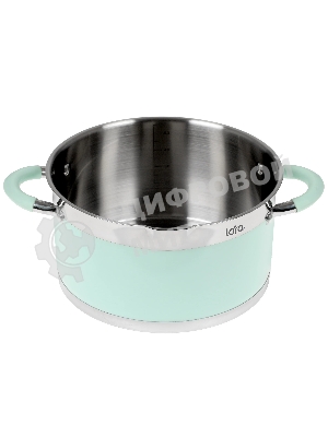 Кастрюля LARA LR02-544 MINT 24x13 см, 5,7 л, носик, индукционное дно, крышка с бортом, нержавеющая сталь