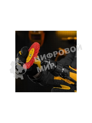 Щетка для дрели Denzel 100 мм, плоская, со шпилькой, нейлоновая щетина