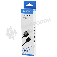 Кабель Maxvi MC-02 black USB-A - Type-C ток макс. нагрузки 2А, макс. напряжение 5V, длина кабеля 1м, материал PVC, черный